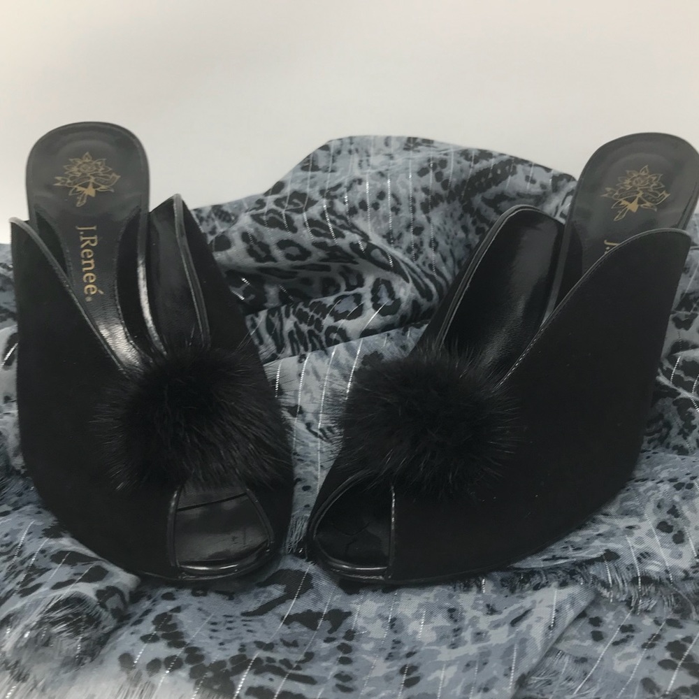 j Renee high heel mules peep toe size 9